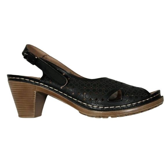 Patrizia By Spring Step Women's Black Peep Toe Marikana Heel Sandals Size 8 - Picture 2 of 10